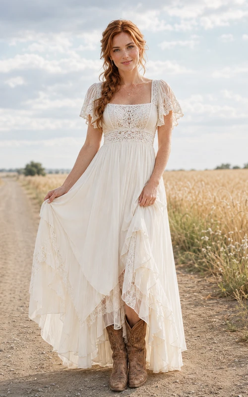 Maternity Wedding Dress Spaghetti Strap Lace Gown with Split Front and Beach Train