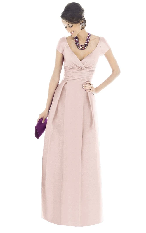 Robe chic trapèze à col en V et manches courtes