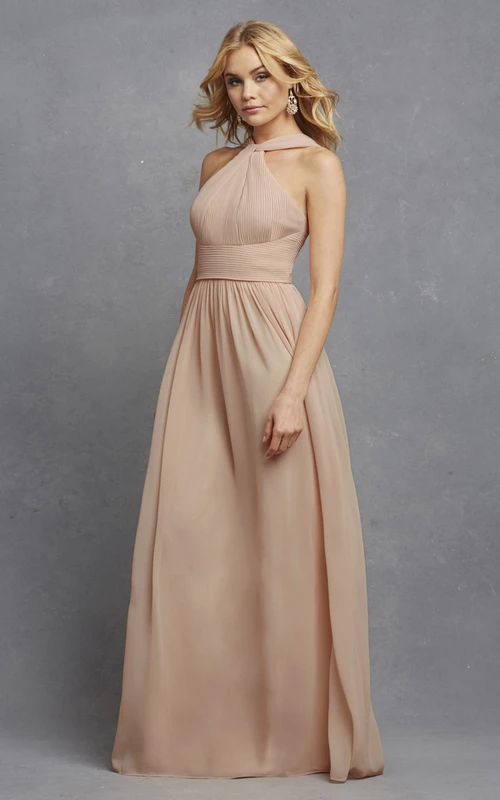 Robe longue unique sans manches en mousseline avec fronces