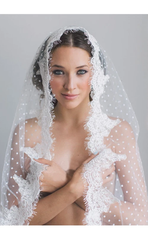 Voile à pois en dentelle floquée style coréen