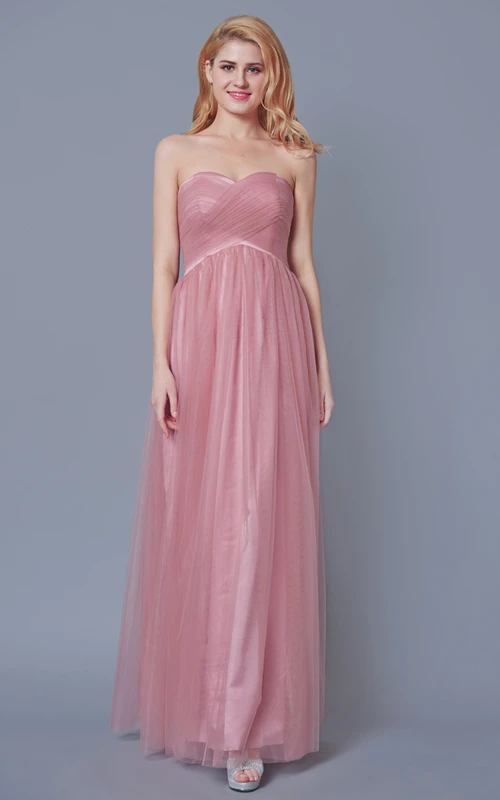 Sweetheart Empire Waist Pleated Tulle Gown With Crystal-detailing
