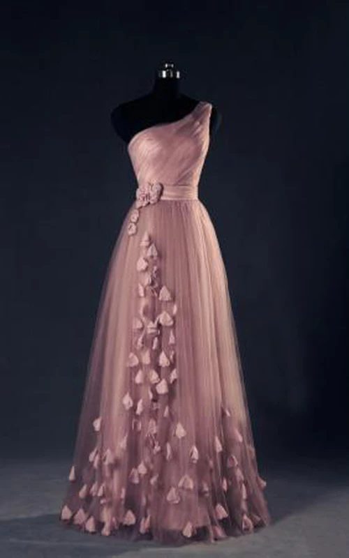 Robes de soirée asymétriques à une épaule, robes de bal élégantes à lacets et applications florales