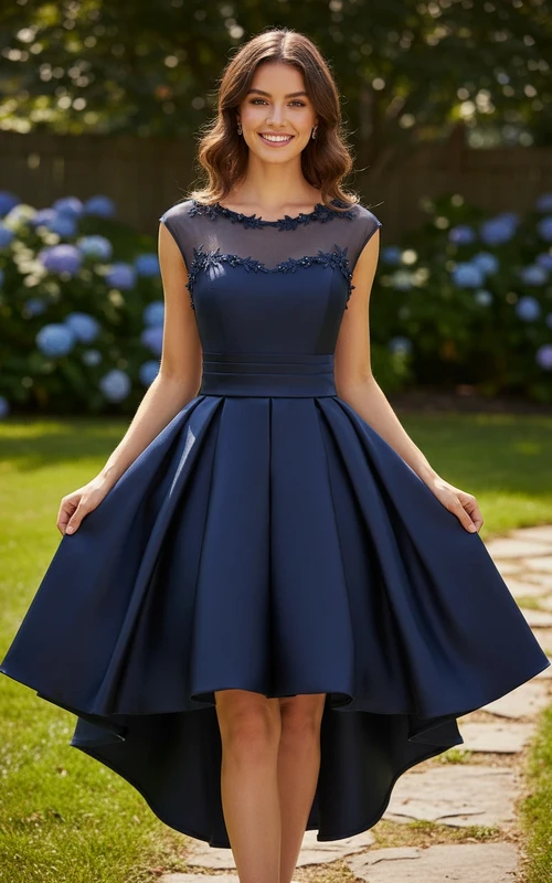 Elegante vestido de fiesta de satén con cordones