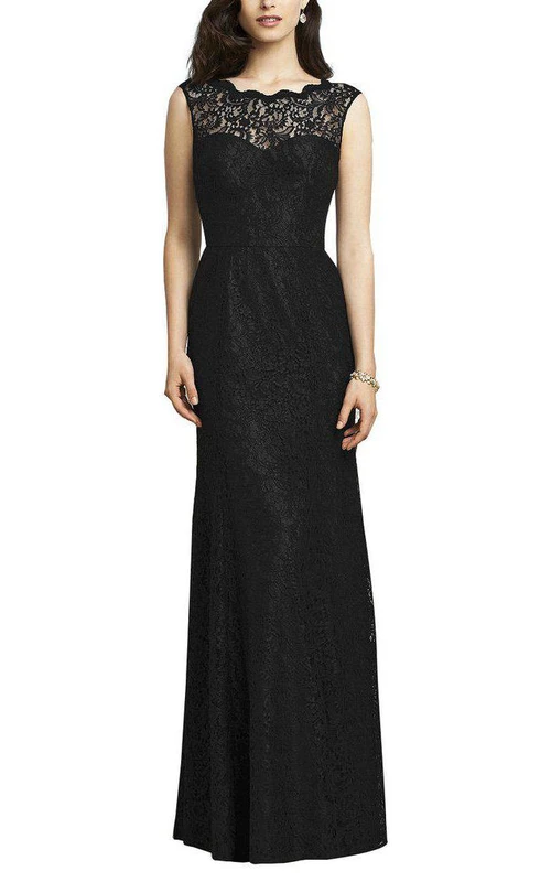 Robe fourreau longue en dentelle illusion avec dos en forme de goutte