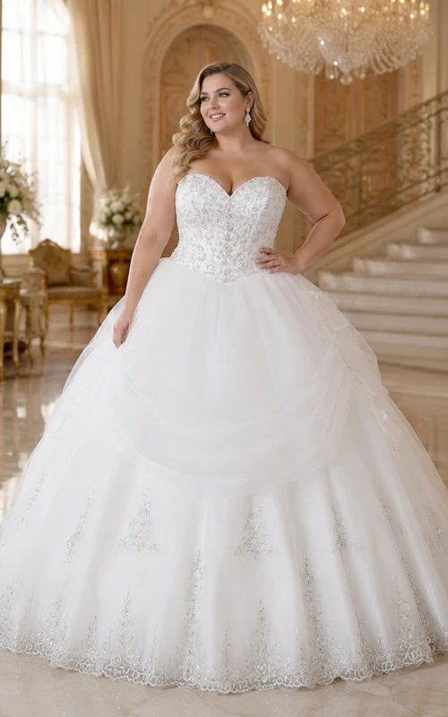 Gorgeous Ball Gown Beadings Wedding Dress Court Train Bowknot
