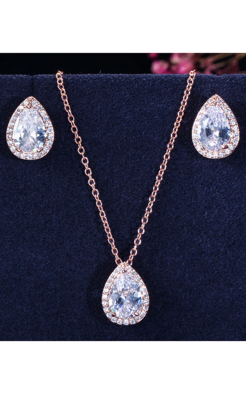 Conjunto de joyas de collar y pendientes de diamantes de imitación multicolor para novias y fiestas de cóctel.