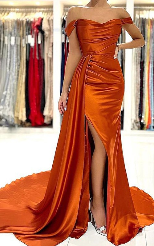 two piece orange prom dresses Sparkly Sequins Beaded Organza Layered Prom Dresses Two Piece