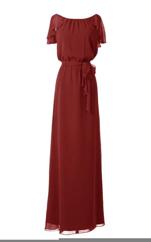 Robe longue à manches pétales ornée d'un nœud