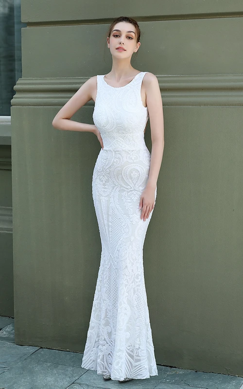 Sequin Fishtail Long Evening Dress Car Model Exhibition Performance Event Banquet Etiquette Dress