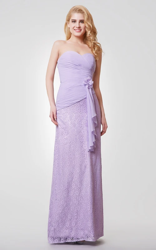 Robe longue en mousseline et dentelle à imprimé floral dos nu et décolleté cœur