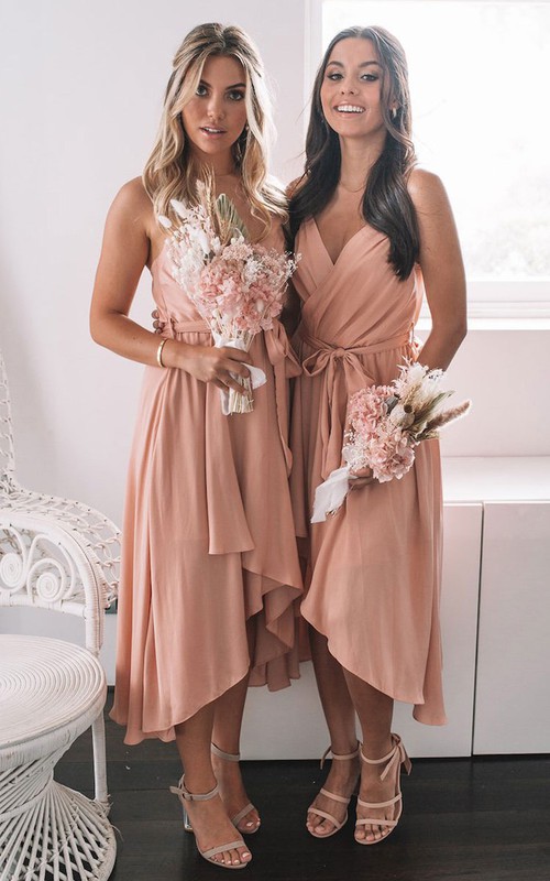 blush grecian bridesmaid dresses Blushing Pink Bridesmaid Dresses
