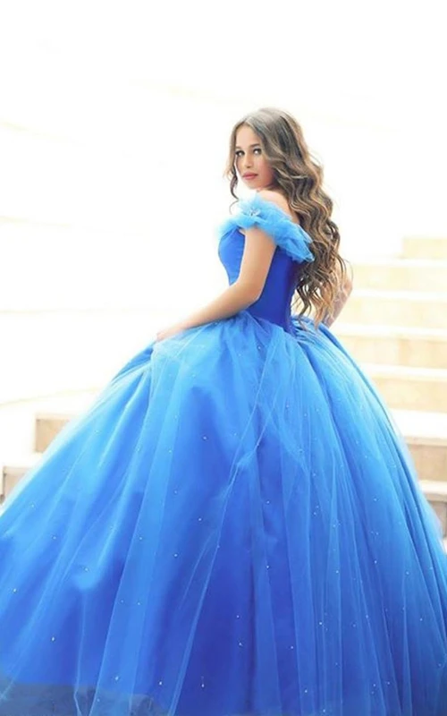 Robe de bal longue jusqu'au sol, épaules dénudées, décolleté en cœur asymétrique, fermeture éclair, tulle, dentelle et sequins