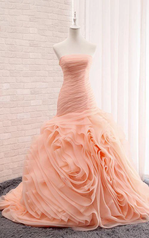 Robe trompette mi-longue sans manches à corset bas dans le dos en dentelle organza