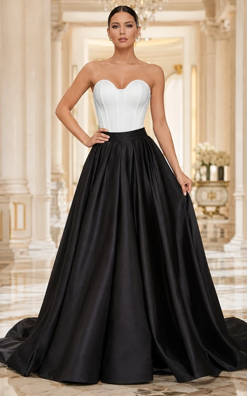 Two Square Modern Piece Neck Satin Bridal Refined Wedding Dress
