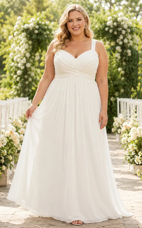 Plus Size Sweetheart Chiffon Outdoor Bridal A Line Gown