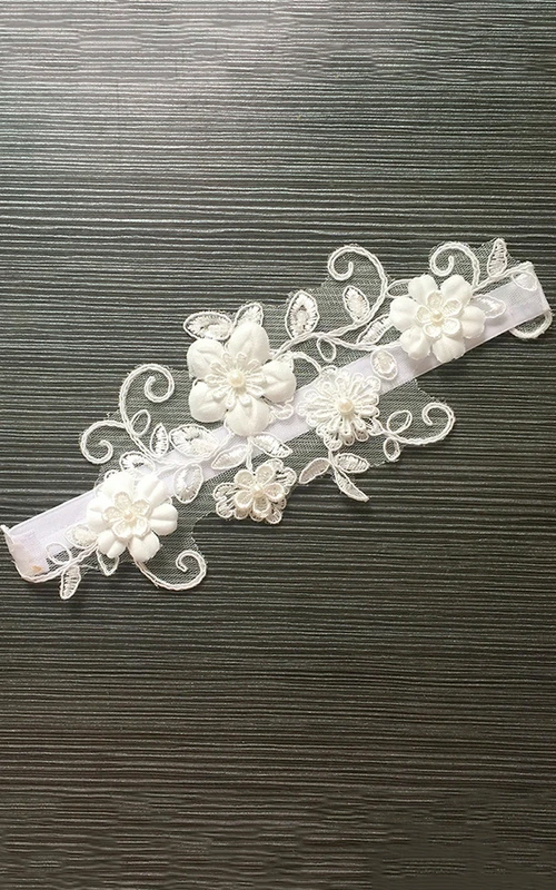 Sexy Brautstrumpfband mit Spitzenapplikationen und elastischem Bund, 40-58 cm