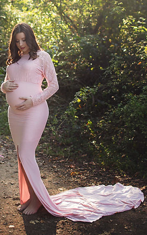Mermaid Trumpet Illusion Long Sleeve Empire Dress