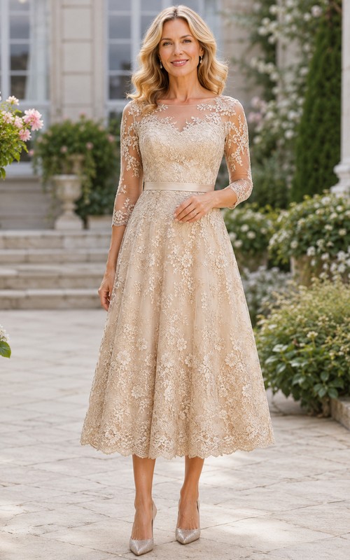 Vintage Tea Length Mother of the Bride Dresses