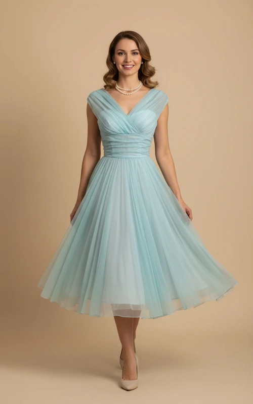 Encantador vestido de baile de gasa con detalle de lazo