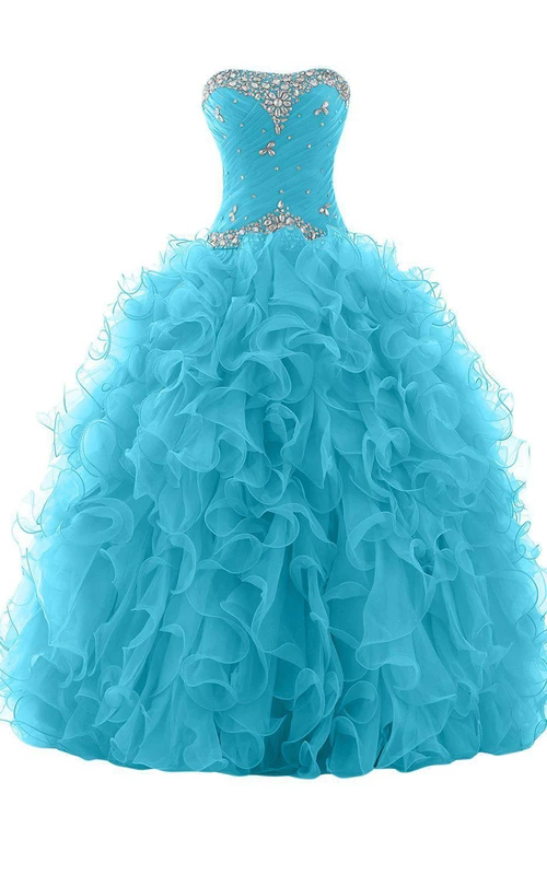Robe de bal luxueuse en organza ornée de strass