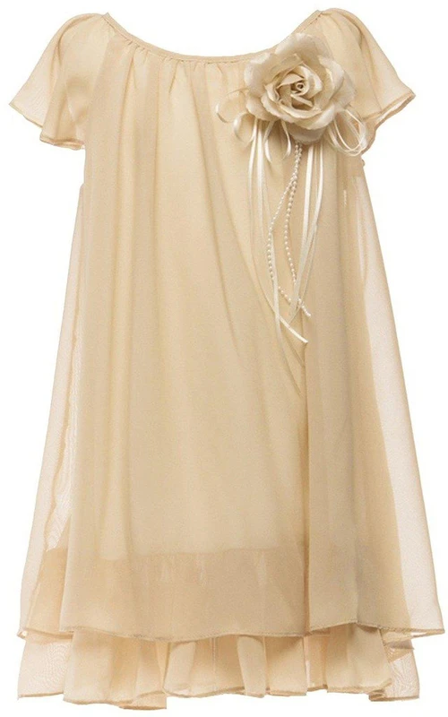 Robe à manches courtes ornée de fleurs et d'un effet trompe-l'œil