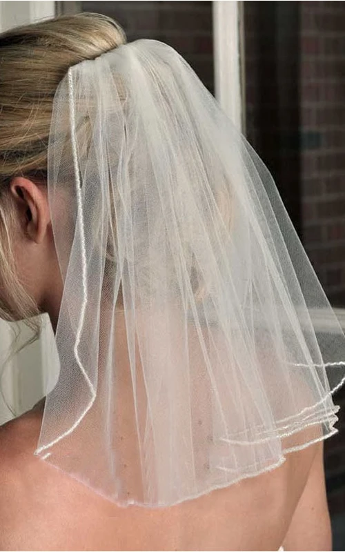 Joli voile de mariée court et simple en tulle
