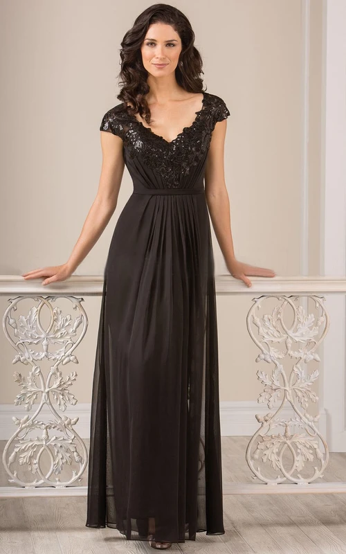 Langes, ärmelloses A-Linien-Abendkleid mit Pailletten und Schlüssellochausschnitt am Rücken