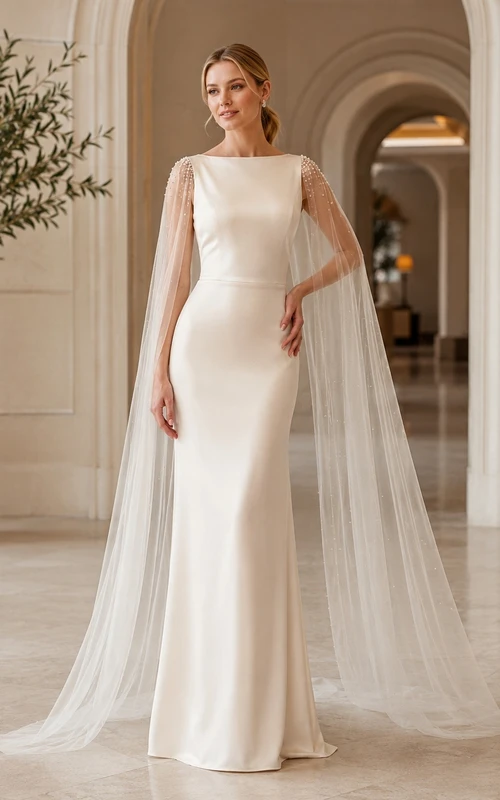 Modest High Neck Bridal Refined Wedding Dress A-Line Tulle
