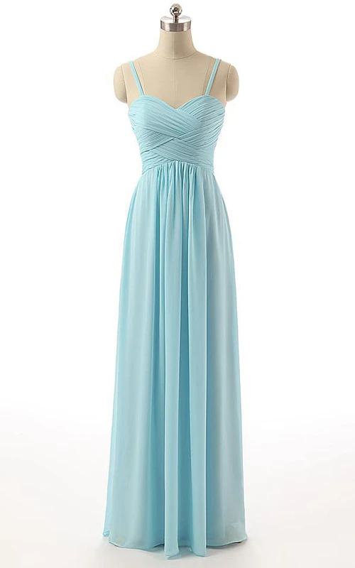 Ärmelloses Chiffonkleid mit Spaghettiträgern, bodenlang