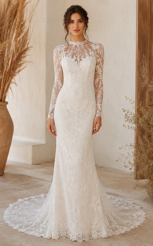 long sleeve wedding dress singapore Square Neckline Long Sleeve Wedding Dress Fitted Mermaid Wedding Dress Minimalist Fit Flare Wedding Dress Simple Crepe Wedding Dress ELLA