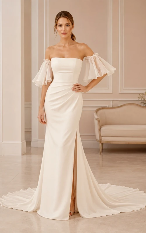 Square Romantic Neck Bridal Refined Wedding Dress A-Line Lace