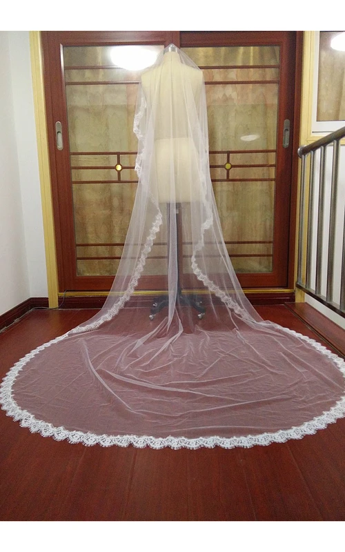 Voile extra long haut de gamme en dentelle appliquée de style occidental