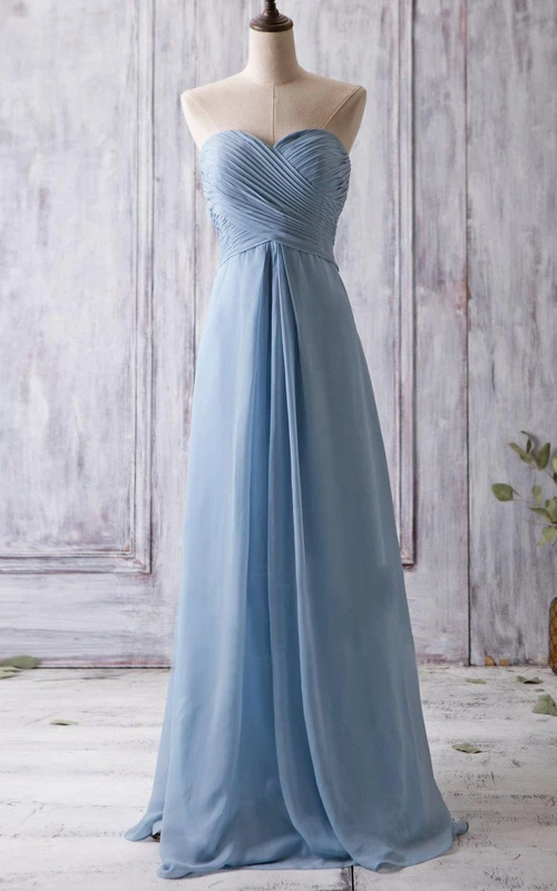 Robe longue en mousseline de soie à décolleté en A plissé et bustier croisé