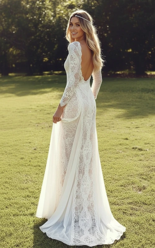 Boho-Spitzenkleid für die standesamtliche Trauung