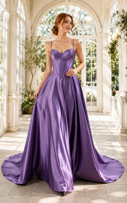 Robe de mariée courte en satin à bretelles spaghetti et lacets, couleur raisin, coupe trapèze, décolleté cœur
