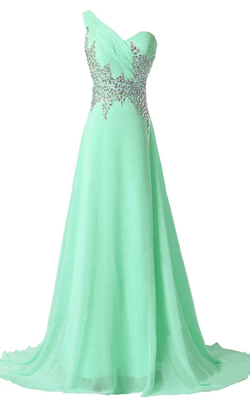 Robe trapèze asymétrique ornée de strass et dos illusion