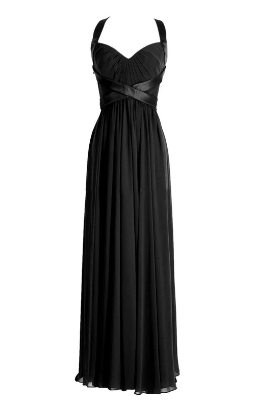 Neckholder-Kleid aus Chiffon mit gekreuzten Trägern