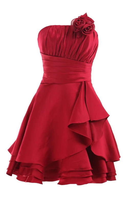 Robe bustier plissée à jupe à volants et fleurs