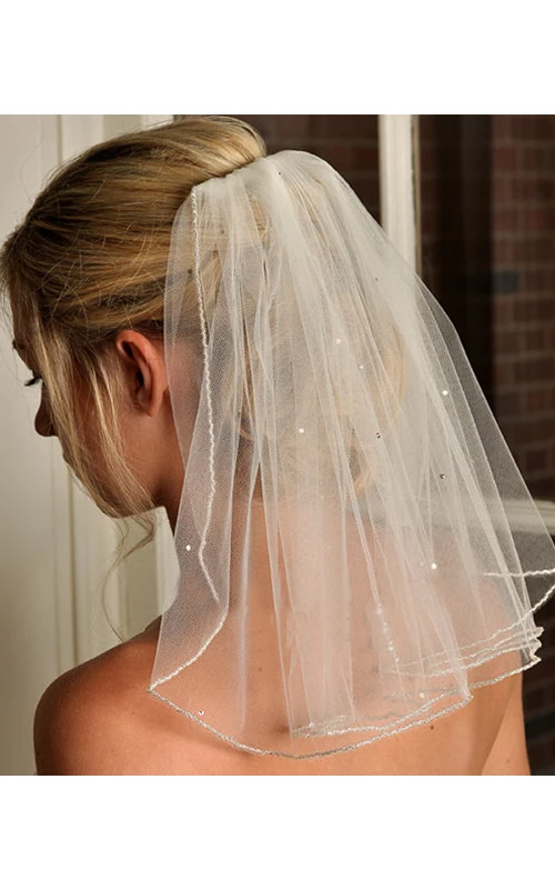 Voile court de perles style coréen pour nouvelle mariée