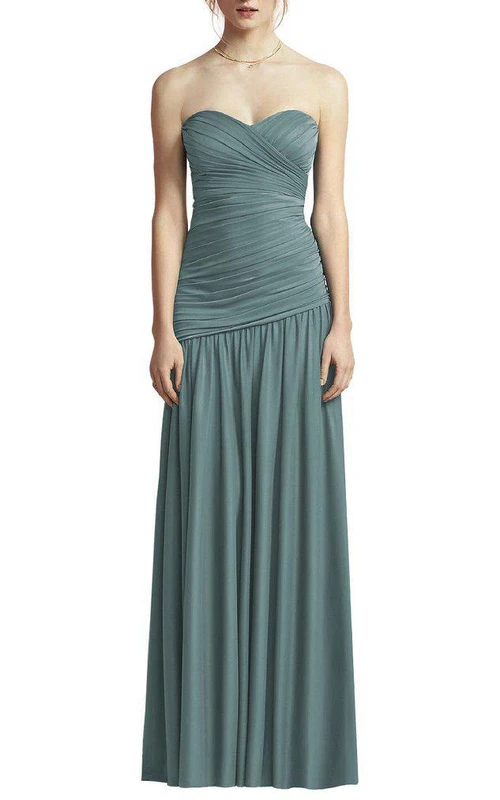 Vestido de dama de honor de gasa fruncido con escote corazón