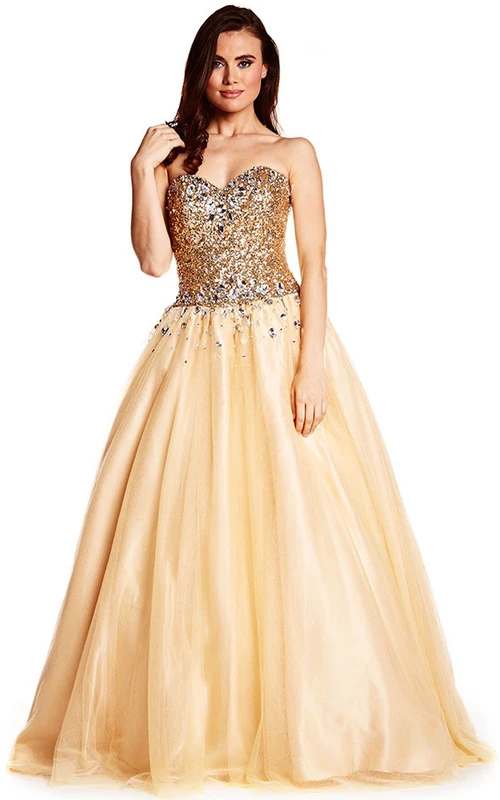 Vestido de fiesta de gala sin mangas de tul con lentejuelas y escote corazón