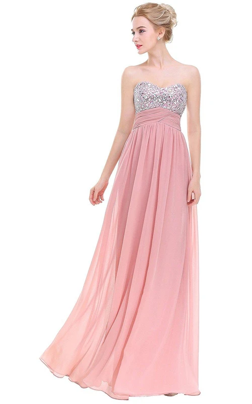Robe empire en mousseline avec fronces et sequins