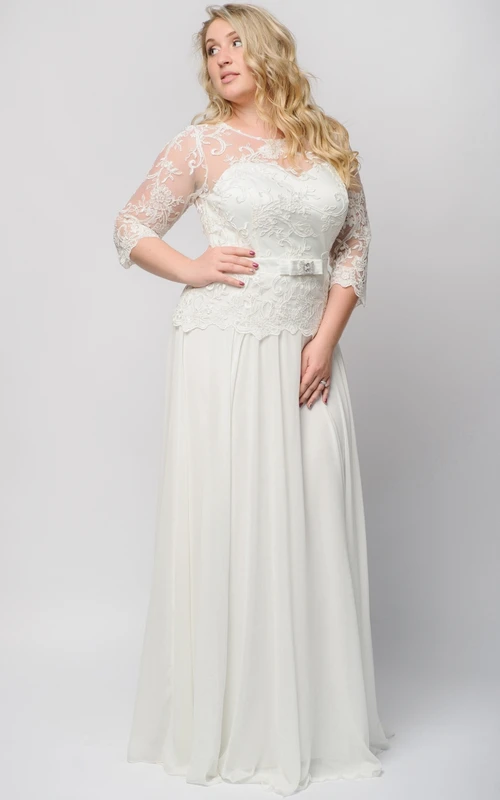 Robe longue empire bateau 3 Empire en mousseline de soie et dentelle illusion