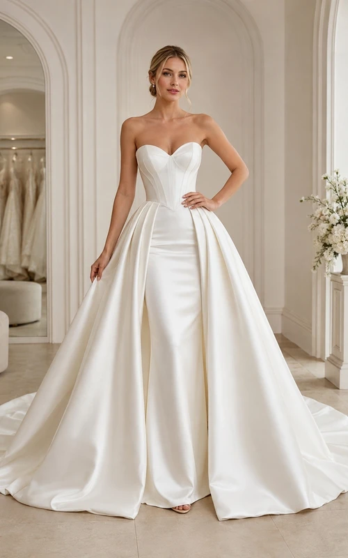 Elegant Gown Sweetheart Satin Bridal Classic Wedding Dress Ball
