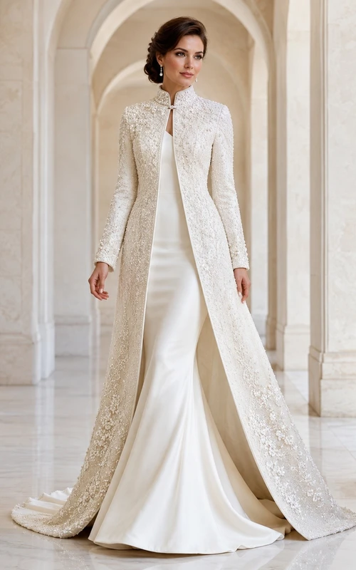 High Elegant Gown Neck Satin Bridal Refined Wedding Dress Ball
