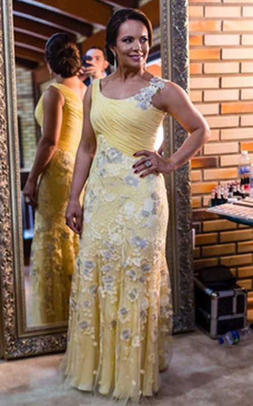 yellow dress for mother of the bride AW.Bridal Mermaid Bateau Neckline Ankle Length Short Sleeves Dresses Mustard Size 8 Asymmetrical Embellishment Belted 3/4 Sleeves Tulle Tea