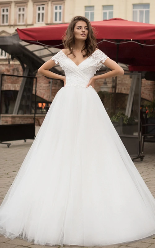 Robe de bal romantique en tulle, robe de princesse avec traîne