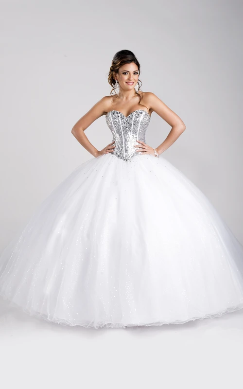 Robe de bal corset à sequins, décolleté en cœur et dos lacé