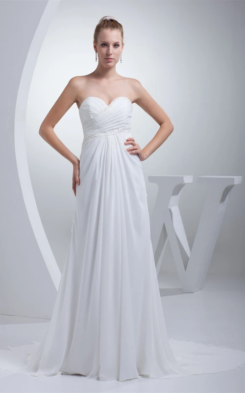 Robe corset à dos croisé plissé en forme de cœur et ornée de perles