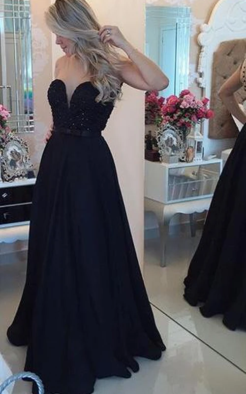 Robe de bal noire en mousseline sexy, coupe trapèze, fermeture éclair et boutons au dos
